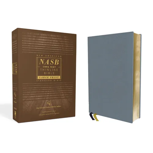 Nasb, Thinline Bible, Large Print, Genuine Leather, Buffalo, Blue, Red Letter Edition, 1995 Text, Comfort Print