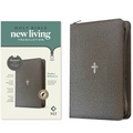NLT Thinline Reference Zipper Bible, Filament Enabled (Leatherlike, Textured Cross Gray, Indexed, Red Letter)