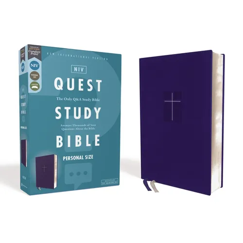Niv, Quest Study Bible, Personal Size, Leathersoft, Blue, Comfort Print: The Only Q and A Study Bible