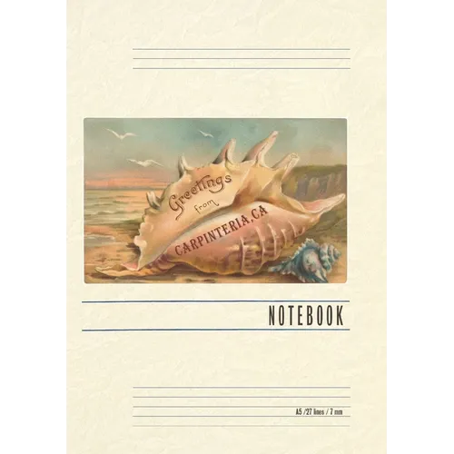Vintage Lined Notebook Conch Shell Greetings from Carpinteria