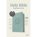 KJV Large Print Premium Value Thinline Bible, Filament Enabled (Leatherlike, Floral Wreath Teal, Red Letter)