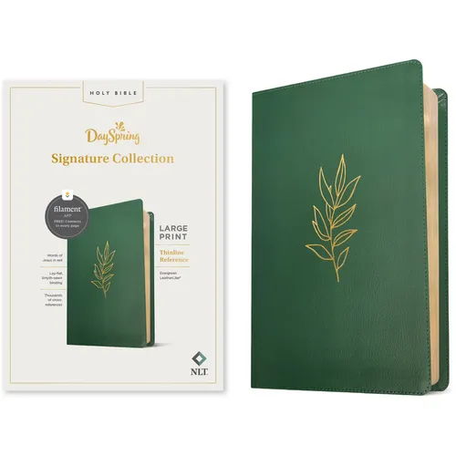 NLT Large Print Thinline Reference Bible, Dayspring Signature Collection, Filament Enabled (Leatherlike, Evergreen, Red Letter)