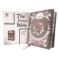 The Jesus Bible Artist Edition, Niv, (with Thumb Tabs to Help Locate the Books of the Bible), Leathersoft, Gray Floral, Thumb Indexed, Comfort Print