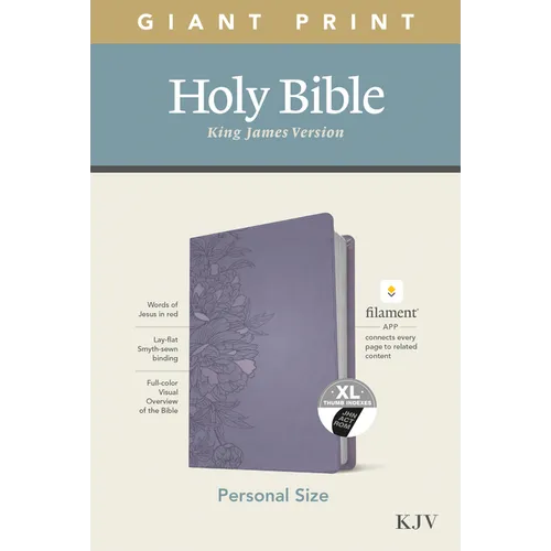 KJV Personal Size Giant Print Bible, Filament Enabled Edition (Leatherlike, Peony Lavender, Indexed)