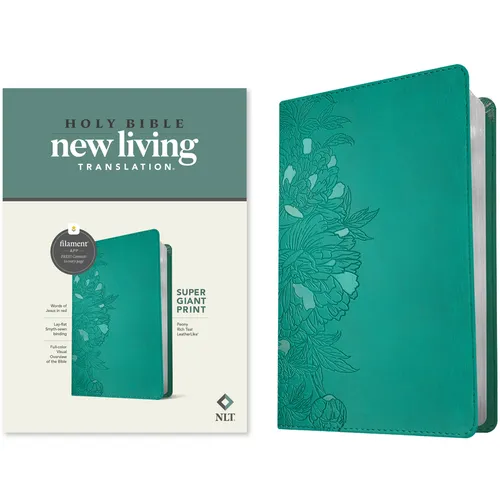 NLT Super Giant Print Bible, Filament Enabled (Leatherlike, Peony Rich Teal, Red Letter)