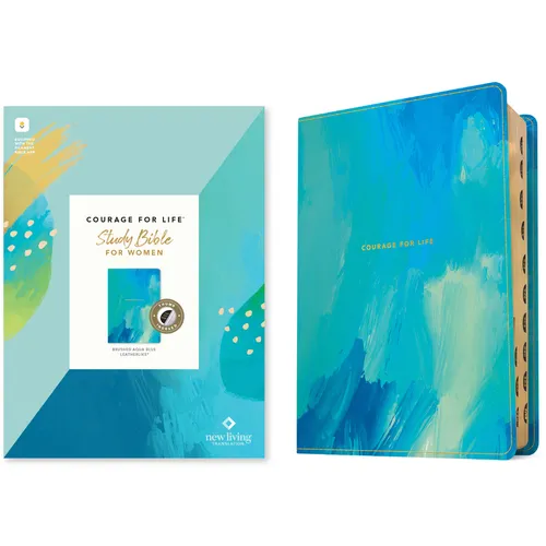 NLT Courage for Life Study Bible for Women, Filament Enabled (Leatherlike, Brushed Aqua Blue, Indexed)