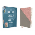 Niv, Quest Study Bible, Large Print, Leathersoft, Gray/Pink, Comfort Print: The Only Q and A Study Bible