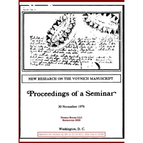 New Research on the Voynich Manuscript: Proceedings of a Seminar