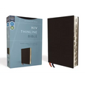 NIV, Thinline Bible, Bonded Leather, Black, Indexed, Red Letter Edition