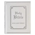 KJV Holy Bible, Classically Illustrated Heirloom Family Bible, Faux Leather Hardcover - Ribbon Markers, King James Version, White/Silver