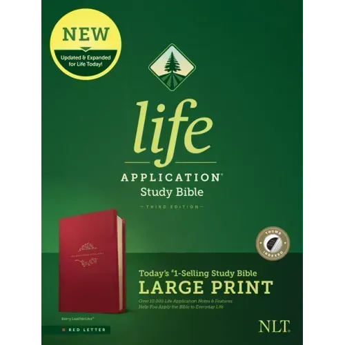 NLT Life Application Study Bible, Third Edition, Large Print (Red Letter, Leatherlike, Berry, Indexed)