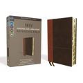 NIV, Personal Size Reference Bible, Large Print, Imitation Leather, Brown, Indexed, Red Letter Edition, Comfort Print