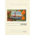 Vintage Lined Notebook Greetings from California with Golden Gate Bridge and Poppies
