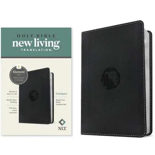 NLT Compact Bible, Filament Enabled (Leatherlike, Regal Lion Black, Red Letter)