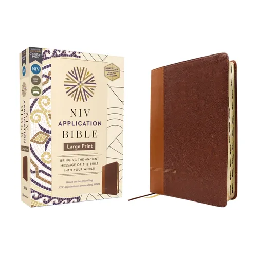NIV Application Bible, Large Print, Leathersoft, Brown, Red Letter, Thumb Indexed, Comfort Print: Bringing the Ancient Message of the Bible Into Your