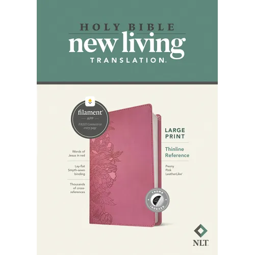 NLT Large Print Thinline Reference Bible, Filament Enabled (Leatherlike, Peony Pink, Indexed, Red Letter)