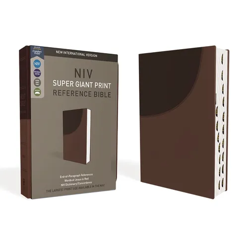 Niv, Super Giant Print Reference Bible (Font Size: 16.5-Point), Leathersoft, Brown, Red Letter, Thumb Indexed, Comfort Print