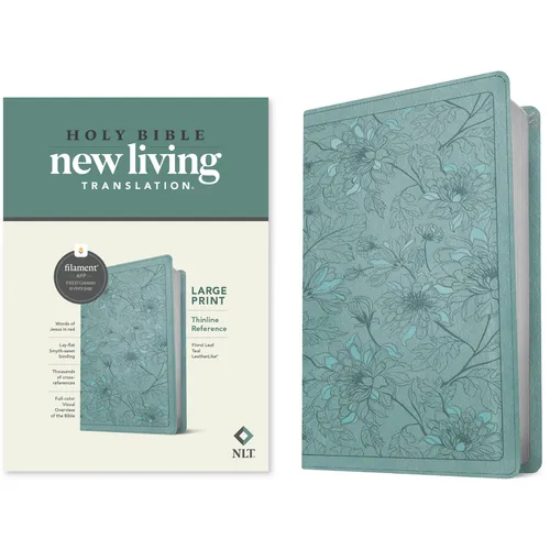 NLT Large Print Thinline Reference Bible, Filament Enabled Edition (Red Letter, Leatherlike, Floral/Teal)