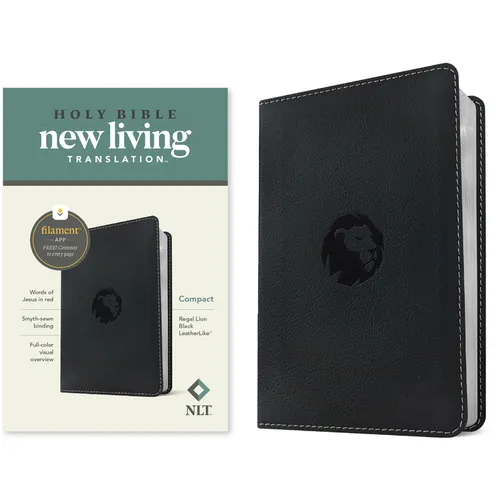 NLT Compact Bible, Filament Enabled (Leatherlike, Regal Lion Black, Red Letter)