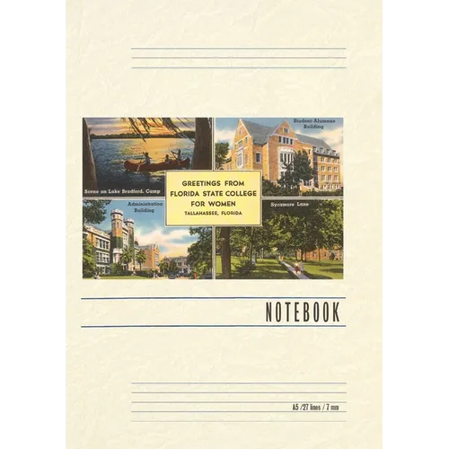 Vintage Lined Notebook Greetings from Florida State, Tallahassee, Florida