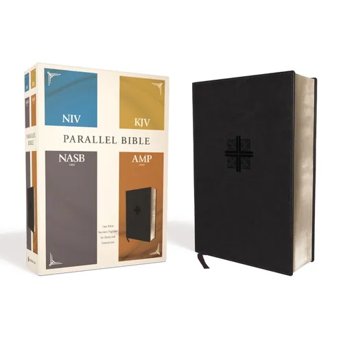 Niv, Kjv, Nasb, Amplified, Parallel Bible, Leathersoft, Black: Four Bible Versions Together for Study and Comparison