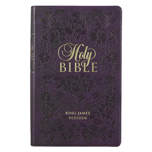 KJV Bible Giant Print Standard-Size (Faux Leather, Purple Floral)